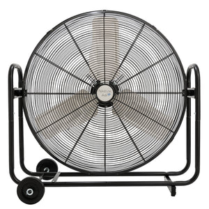 Ventilador industrial de piso NarvikAir de 30 pulgadas color negro, vista frontal mostrando la rejilla de protección y potencia.
