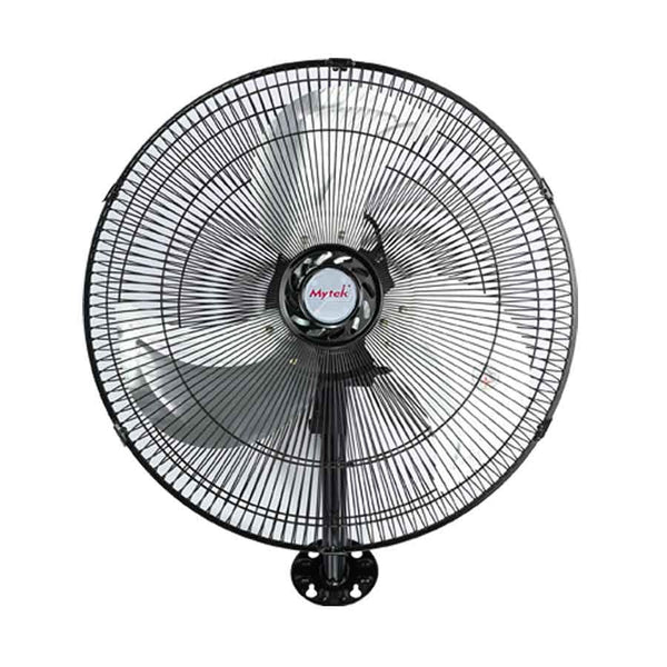 Close-up de aspas y rejilla metálicas del ventilador Mytek 18 pulgadas, diseñadas para mayor resistencia y durabilidad en uso rudo.