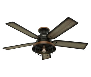 Landsdowne Damp Ventilador de Techo Marca Hunter Exterior 52", 5 Aspas, Control Cadena, con Luz - Ventiladores.com